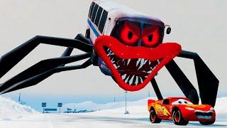 Epic Escape From The Bus Spider Eater Monster | McQueen VS Bus Spider Eater | BeamNG.Drive #1