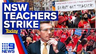 NSW public and catholic school teachers hold first-ever mass walkout | 9 News Australia