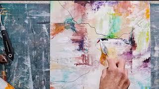 Beautiful Abstract Acrylics Tutorial - Fall Colours, Palette Knives and Pens! #abstract #acrylics