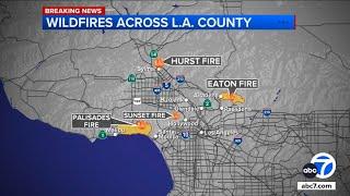 Latest on the wildfires burning across Los Angeles County