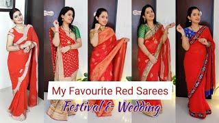 My RED Saree Collection | Bridal & Festive Sarees | Indian Wedding Wardrobe Essentials 