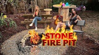 Stone Fire Pit With Concrete Simple DIY Bonfire in your Backyard