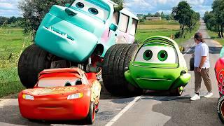 Disney Cars Lightning McQueen in Real Life on Road CAR STORM PIXAR ALLs 4