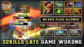 EPIC 32KILLS LATE GAME CARRY Monkey King | Max Slotted Item Build | 100% No Safe Place Allowed DOTA2