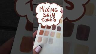 MIXING SKIN TONES with watercolor using only primary colors! #colormixing