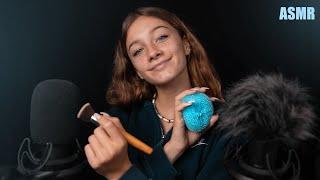 ASMR - BRUSHING & SCRATCHING FLUFFY MIC! (close-up whispering)