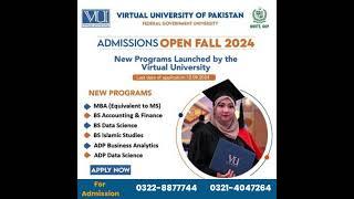 virtual university of Pakistan || Admission open 2024 || vu