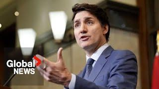 Trudeau says "very dumb” Trump tariffs will be “tough” on Canadians | FULL