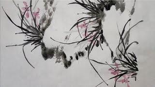 Traditional Chinese Painting Art: The Orchid Painting Method   #写意兰花  国画 _手绘_传统文化