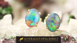 Gold Earrings, Green Earrings, Opal Stud Earrings - Australian Opal Direct | Worldwide Shipping