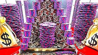 Huge Christmas Tree Tower Collapses in High-Limit Coin Pusher!