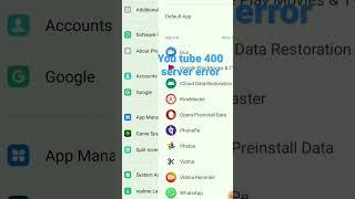 YouTube server 400 error