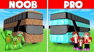 JJ Family vs Mikey Family Build DOUBLE-DECKER BUS : NOOB vs PRO Battle in Minecraft Maizen!