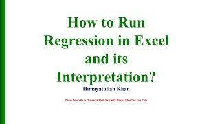 21 How to Run #Regression in Excel with Himmy Khan