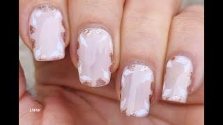 Elegant BEIGE NAILS With Gold & White NAIL DESIGN - NAIL ART At Home