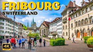 Spring in Fribourg, Switzerland  Walking Tour 4K