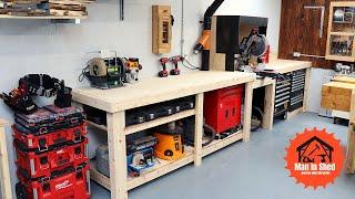 Mitre Saw Station with Workbenches, Storage and Dust extraction. Cheap to Make Easy to Build.