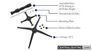 Premium 32" Spread 4-Prong Designer Restaurant Table Base TBS324 - Assembly Instructions Guide