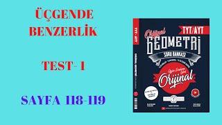 Üçgende Benzerlik Test 1  (ORİJİNAL YAYINLARI GEOMETRİ SORU BANKASI 2021)