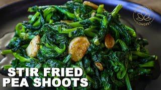 EASY Stir Fried Pea Shoots at Home | How to make stir fried vegetable with fried garlic