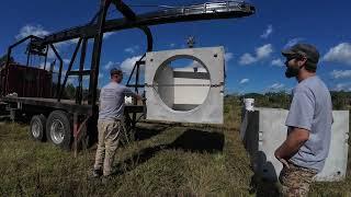 The Concrete Overflow Structures Have Arrived!! (Unloading Process)  [HUGE LetsDig18 Pond Project]