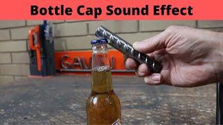 Beer Bottle opening with lid bouncing on floor - Sound Effect with Video.