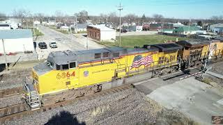 SCREAMING FAST UNION PACIFIC Z TRAIN! CROSSOVER MOVE AND DRONE VIEWS!