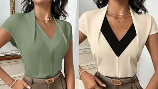 How to Cut & Sew a Stylish V Neck Shawl Collar Blouse | Easy Sewing Tutorial