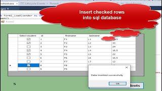 vb.net projects with source code:  count and Insert Checked rows from DataGridView to sql Server