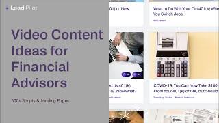 EASY Video Content Ideas for Financial Advisors