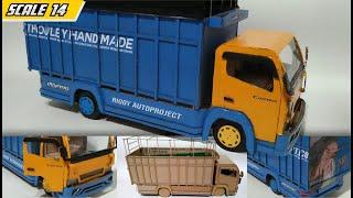 MEMBUAT MINIATUR TRUCK CANTER HDL MBOIS TERPAL KOTAK || HANDMADE