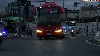 Escolta al autobus del Atletico de Madrid camino del Metropolitano. Champions league 2025