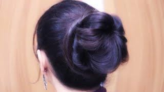 Only Rubber Band! How to Create a Beautiful Messy Bun | Simple & Easy Hair Style Girl For Daily Use