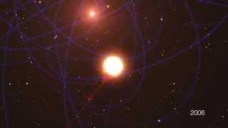 ESO.Simulation of gas cloud being ripped apart by the black hole at the centre of the Milky Way