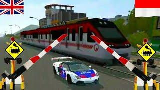 Lamborgini Police Car Try to Race With Long Train, at Railroad Crossing