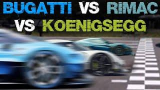 Koenigsegg VS Rimac VS Bugatti: 0-100, 0-400km/h Who Is Faster?