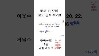 로또 1177회 로또 분석 복기!! #당첨돼지