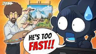 Artists Follow A BOB ROSS Tutorial On 2x SPEED!?