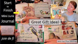 START To FINISH Mini Junk Journal  Fast Flow Stitching Gift Idea Tutorial