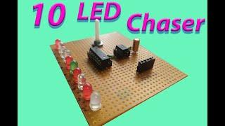 10 LED Chaser Circuit Using 555 And 4017/Dancing LED/CREATIVE DIPU