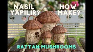 How Make Rattan Mushroom House Basket, Rattan Pattern, Wicker Craft, Smurfs Village, Bamboo