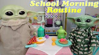 Baby Yoda's School Morning Routine and packing backpack and lunch box