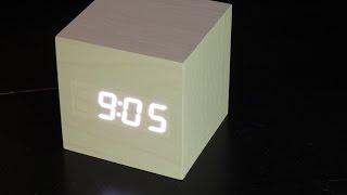 Wood cube LED alarm clock review/setup