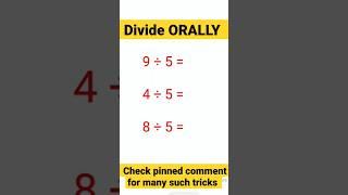 Division tricks | #shorts | math tips | math tricks | how to divide #explore #shortsvideo #hookahbar