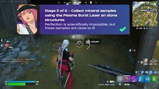 How to Collect mineral samples using the Plasma Burst Laser on stone structures in Fortnite Quest!