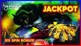 $15/Spin → 1ST JACKPOT on YOUTUBE for Werewolf Strike Slots!