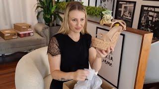 Catie Unboxes 6 Inch High Heel Cork Wedges With Tan Strappy Upper And Ankle Strap