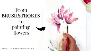 EASIEST way to paint flowers with JUST brushstrokes