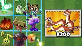 PvZ 2 Challenge - Random Plants With 1 Power Up vs 200 Weasel Zombies.  Which Plant Can Win?