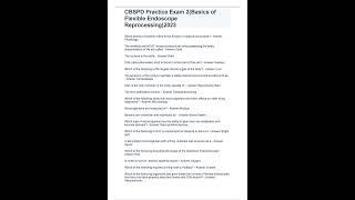 CBSPD Practice Exam 2Basics of Flexible Endoscope Reprocessing2023